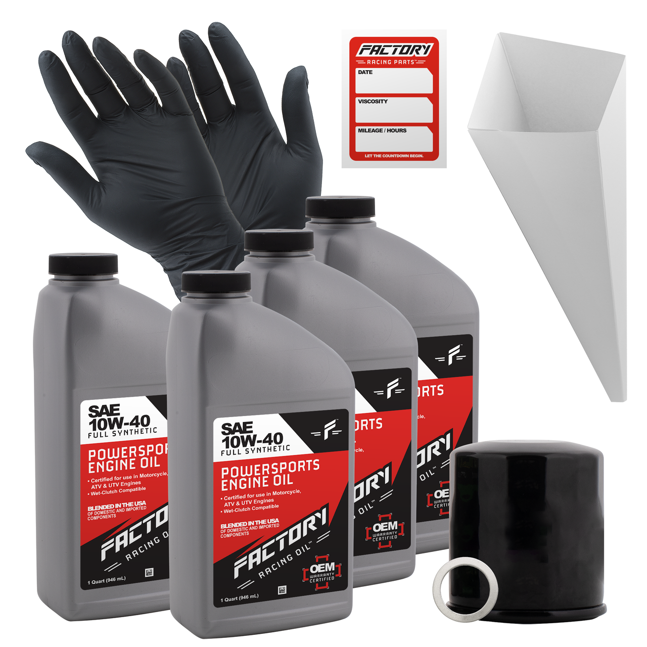 10W-40 Full Synthetic 4 Quart Oil Change Kit For Kawasaki KVF400 Prairie