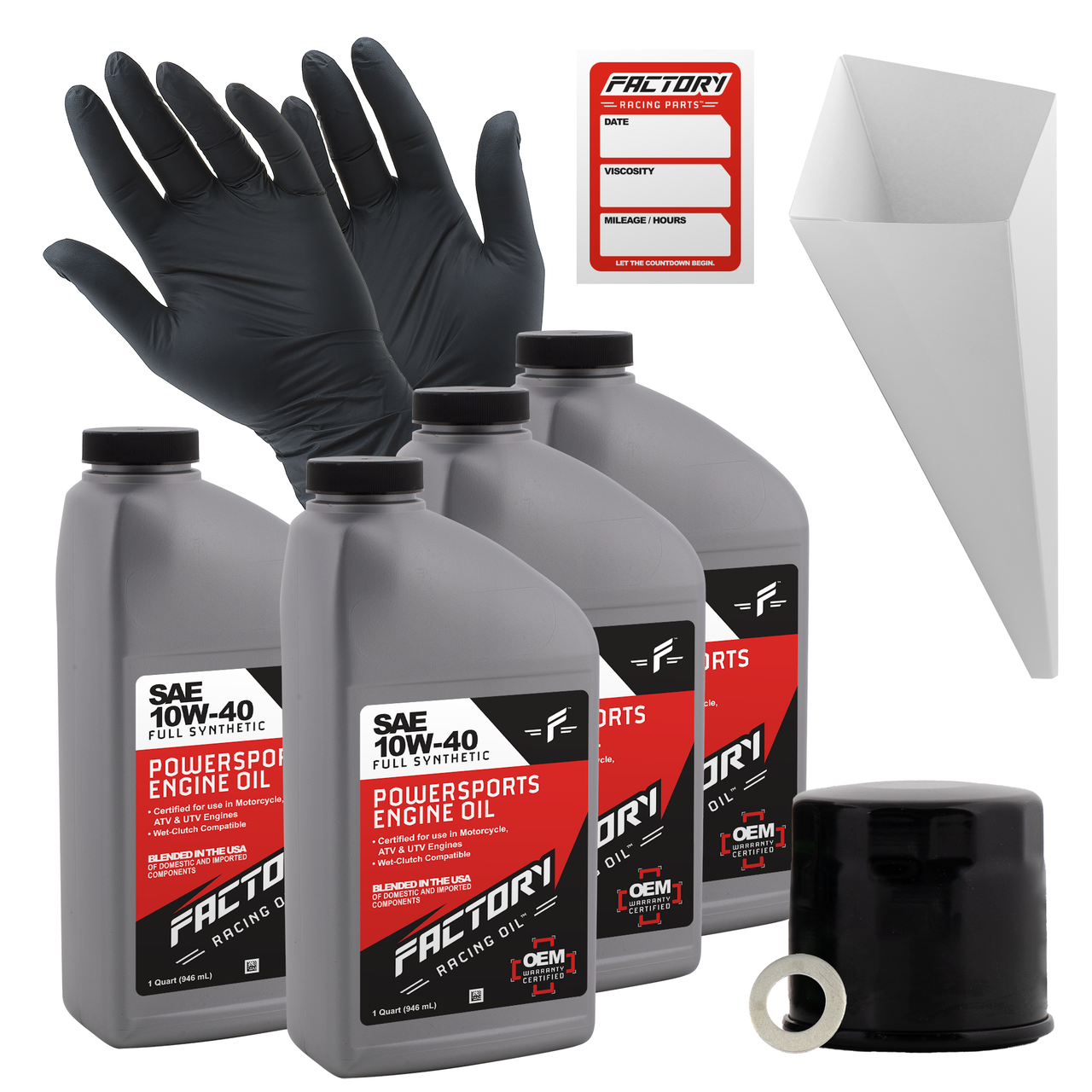 10W-40 Full Synthetic 4 Quart Oil Change Kit fits Suzuki GSX600F, GSX650F, GSX750, GSF1200
