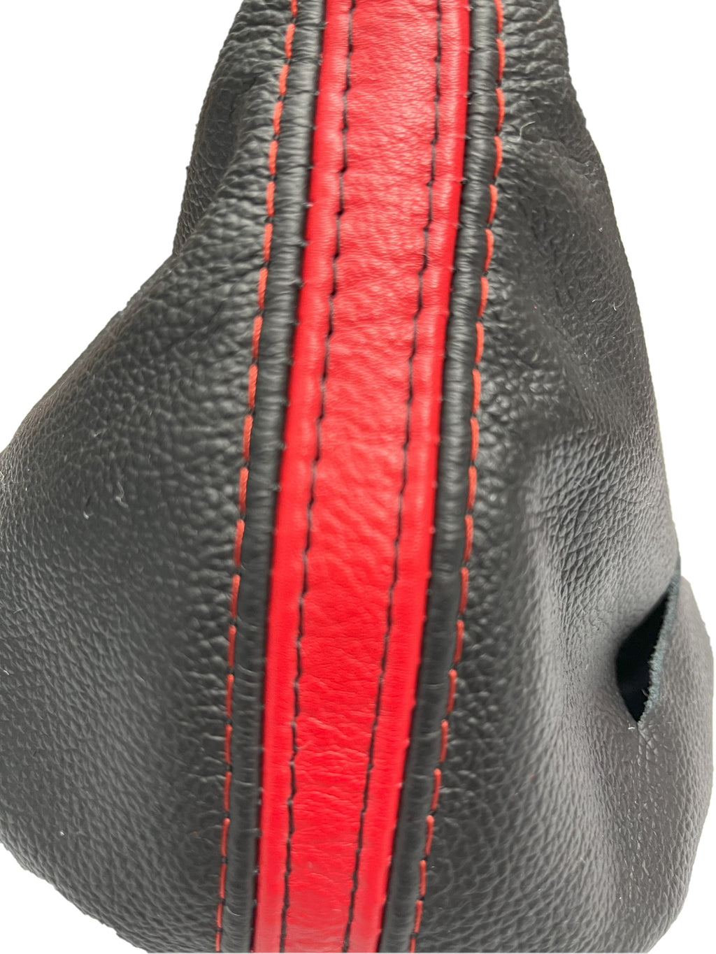 Genuine Leather AUTOMATIC Shift Boot Cover In Black & Torch Red Stripe For 2005-2013 Chevy Corvette C6