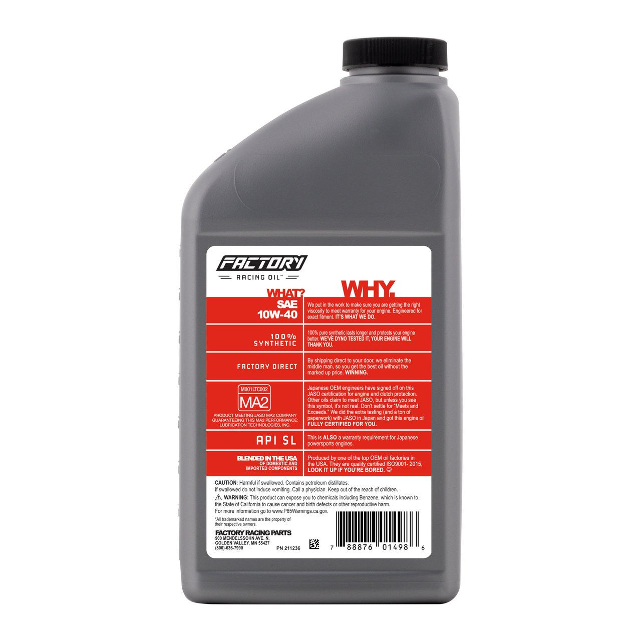 10W-40 Full Synthetic 4 Quart Oil Change Kit fits Suzuki GSX600F, GSX650F, GSX750, GSF1200
