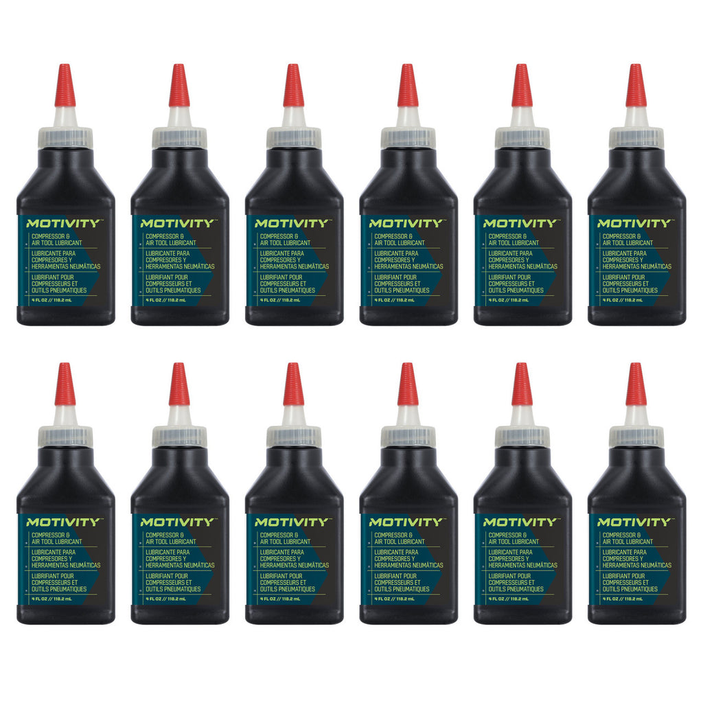 MOTIVITY Compressor & Air Tool Oil, Anti-Wear & Corrosion Protection  – 12 Pack (4 fl oz bottles)