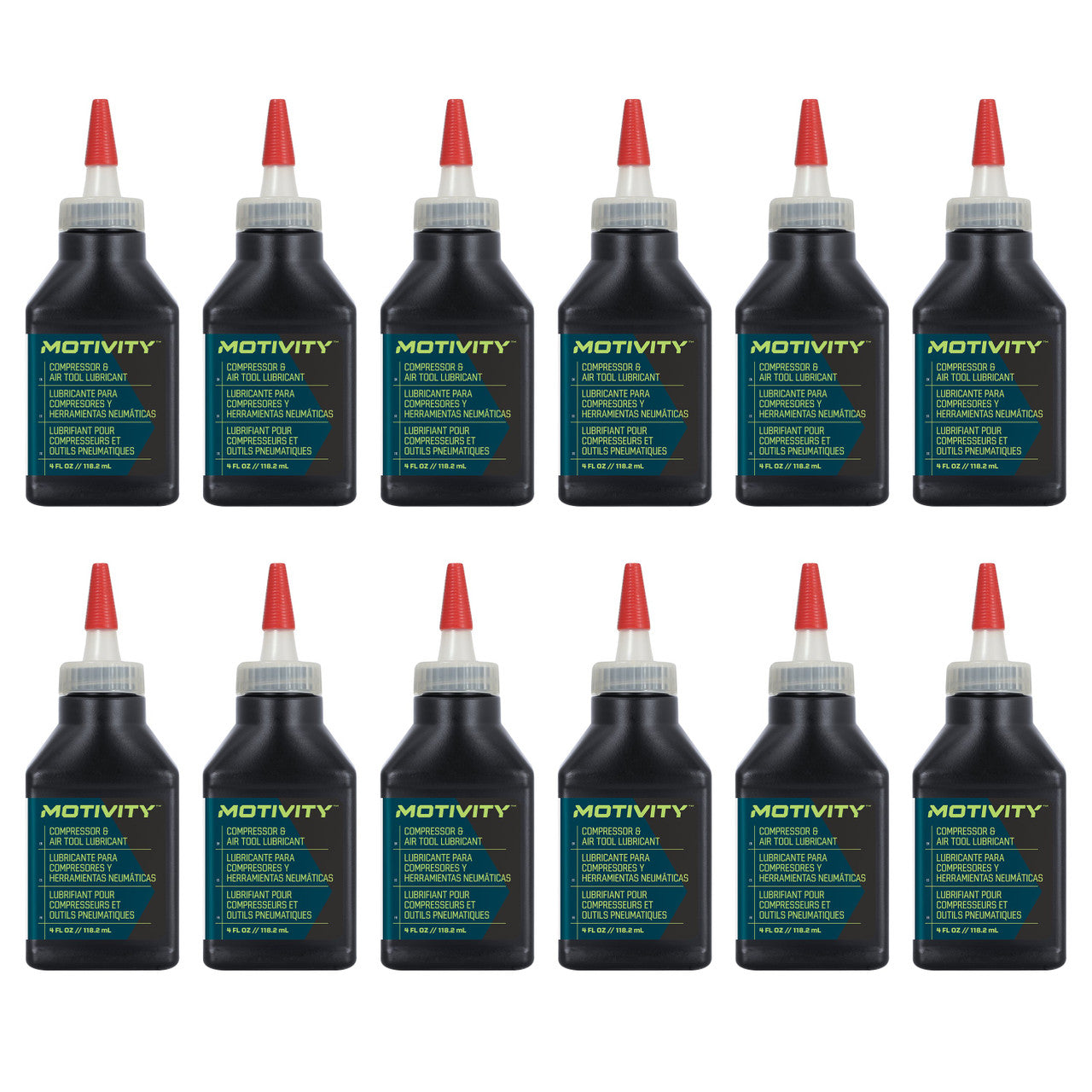 MOTIVITY Compressor & Air Tool Oil, Anti-Wear & Corrosion Protection  – 12 Pack (4 fl oz bottles)