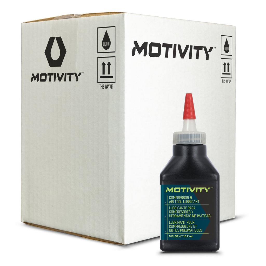 MOTIVITY Compressor & Air Tool Oil, Anti-Wear & Corrosion Protection  – 12 Pack (4 fl oz bottles)