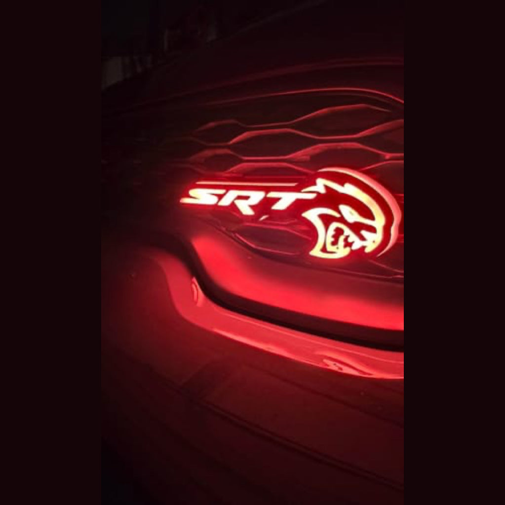 SRT Hellcat LED Logo – Multicolor RGB Illuminated Badge with Color Chasing LEDs,&  Multiple Color-Chasing Effects