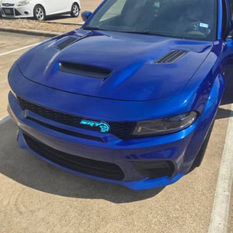 SRT Hellcat LED Logo – Multicolor RGB Illuminated Badge with Color Chasing LEDs,&  Multiple Color-Chasing Effects