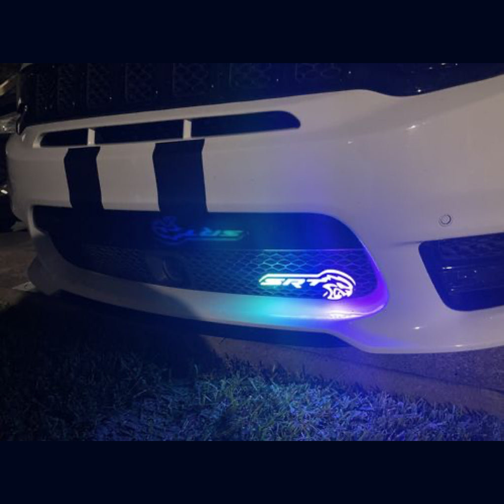 SRT Hellcat LED Logo – Multicolor RGB Illuminated Badge with Color Chasing LEDs,&  Multiple Color-Chasing Effects