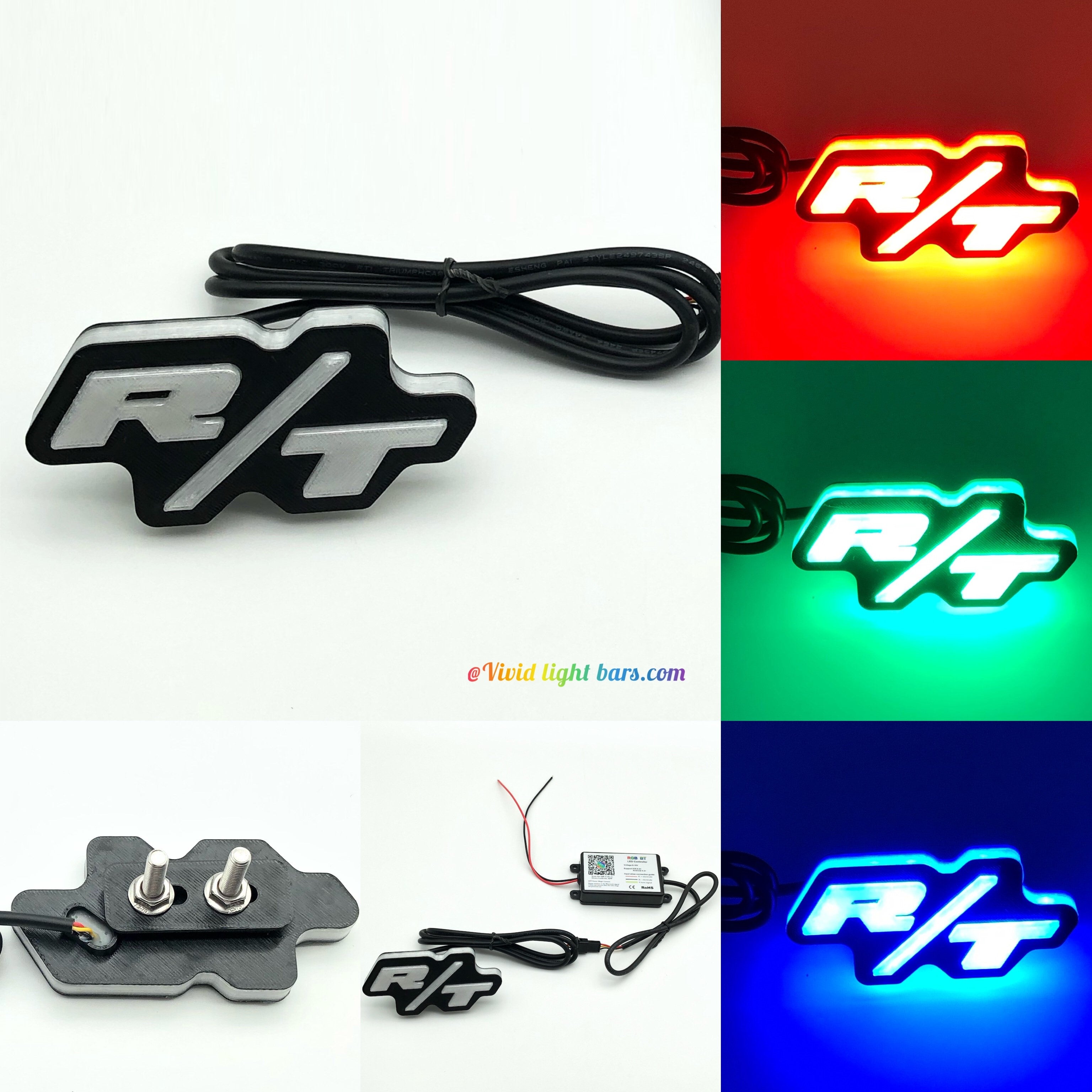 RT Logo LED dodge challenger rt badge Luminous RT emblem light